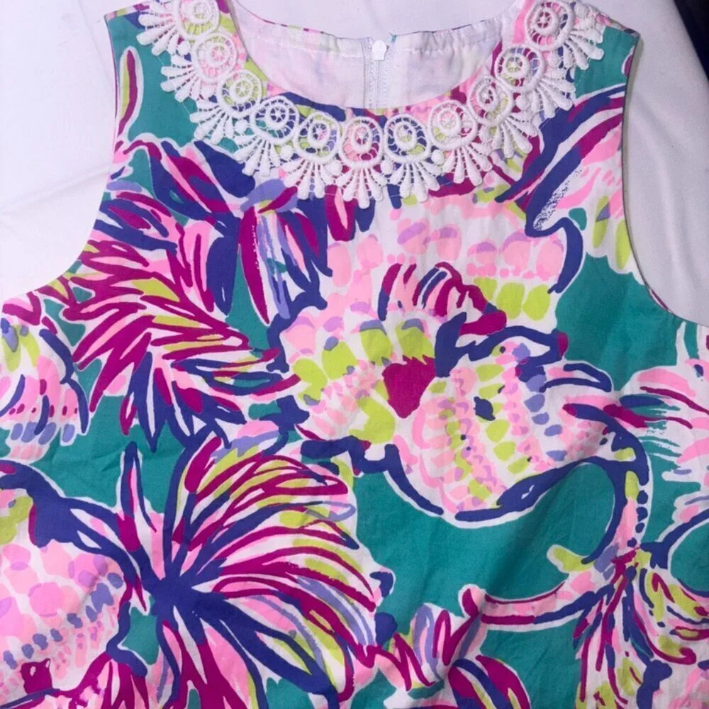 NWOT Lilly Pulitzer Tropical Floral Shift Dress Girls Side-Tie Size 10
